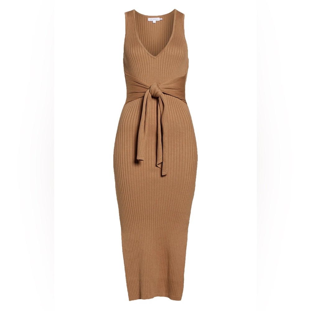 GOOD AMERICAN Rib Knit Tie Waist Midi Dress | 7 (3XL)